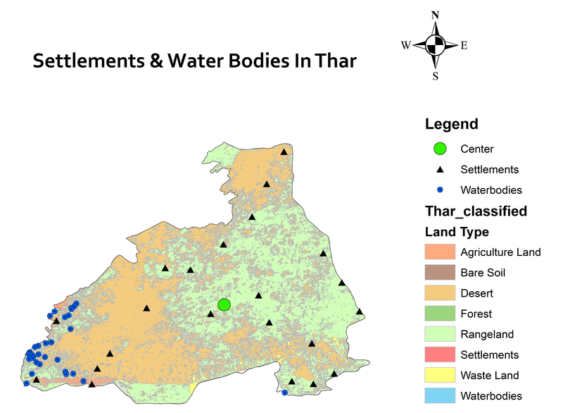 major settlements in thar and water bodies