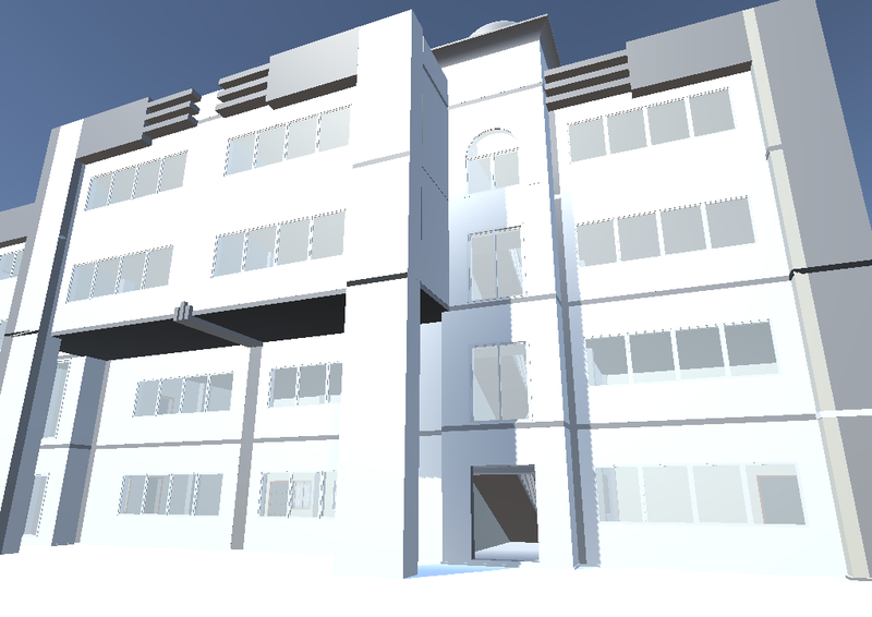 3D building model rendered in 3DS Max software and exported to Unity 3D