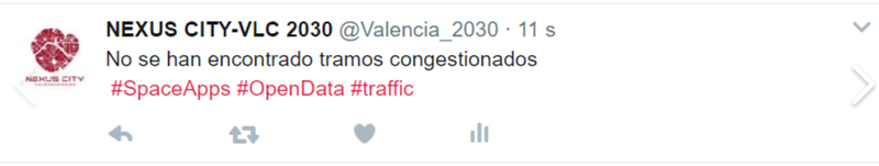 Live tweeting the state of the traffic thanks to the connection to open-data provided by the city of Valencia! 