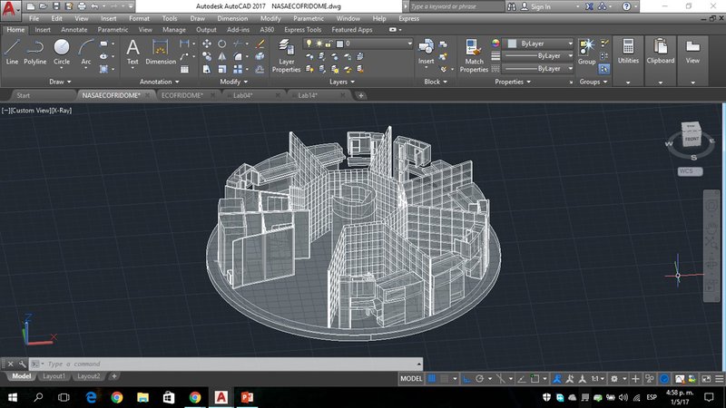 Ecofridome in Autocad 3d - Xray Visual - 2nd Floor (Dormitories, Bathrooms and Clinical Station)