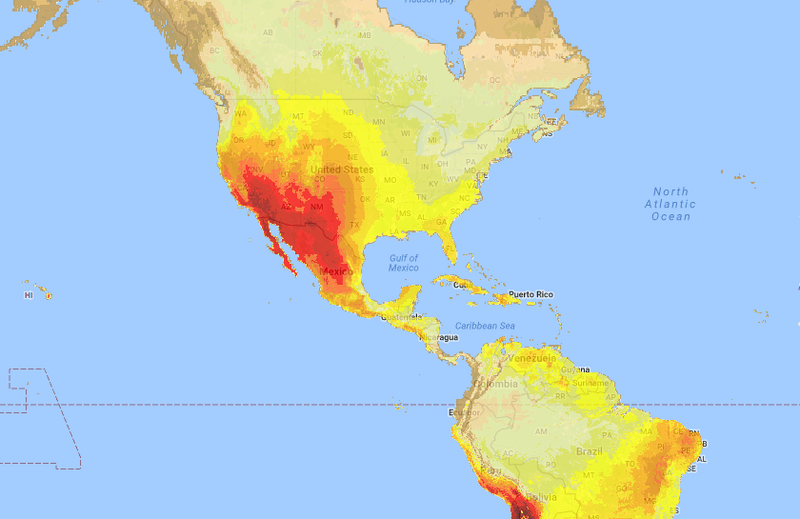 Solar Radiation for North and South America