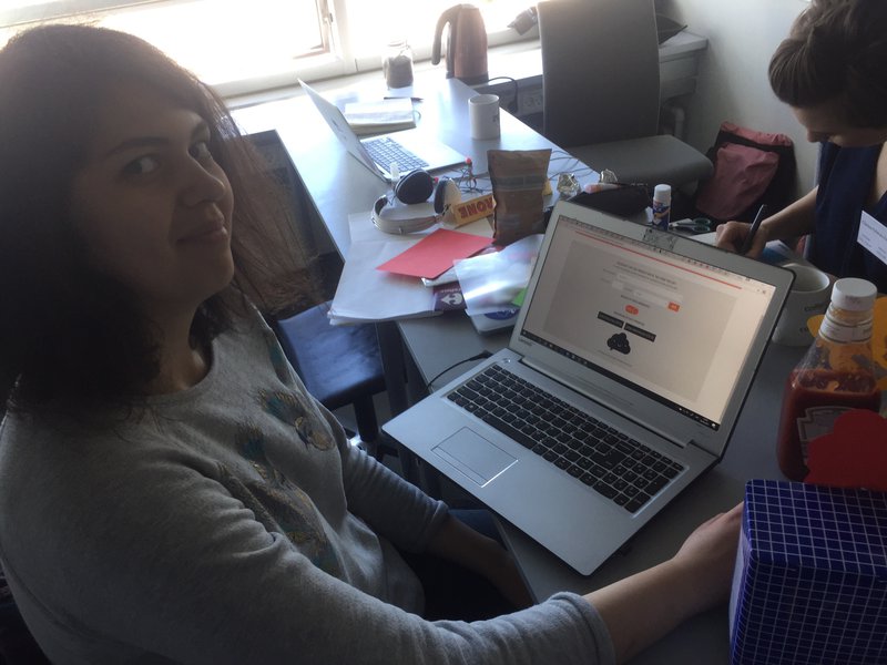 Maria is prototyping for the homepage.